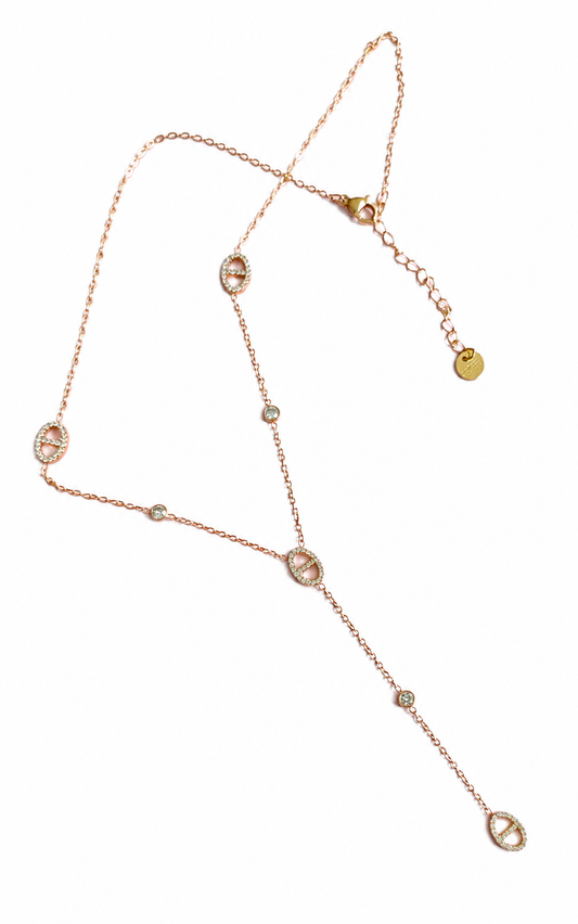 Collier doré mailles marine
