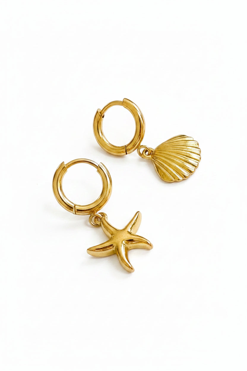 Boucles d'oreilles dorées mer