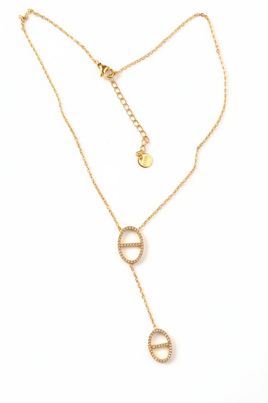 Collier doré mailles marine