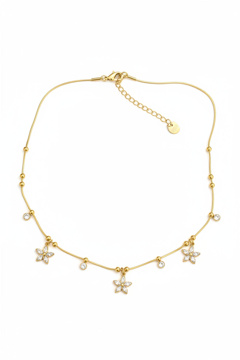 Collier doré fleurs