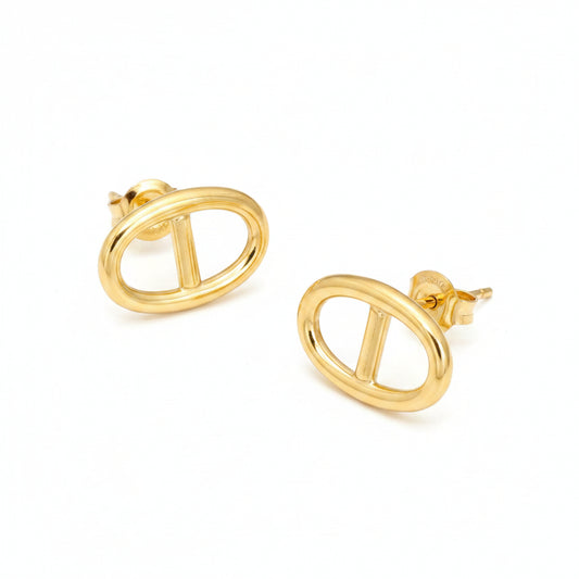 Boucles d'oreilles dorées mailles marine