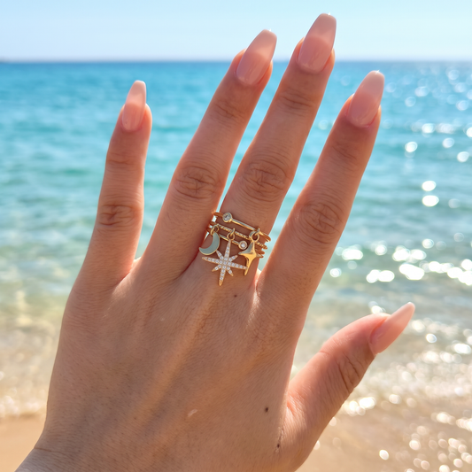 Bague dorée étoiles
