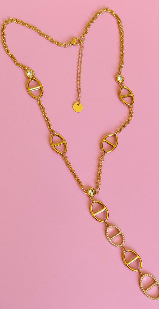 Collier doré mailles marine