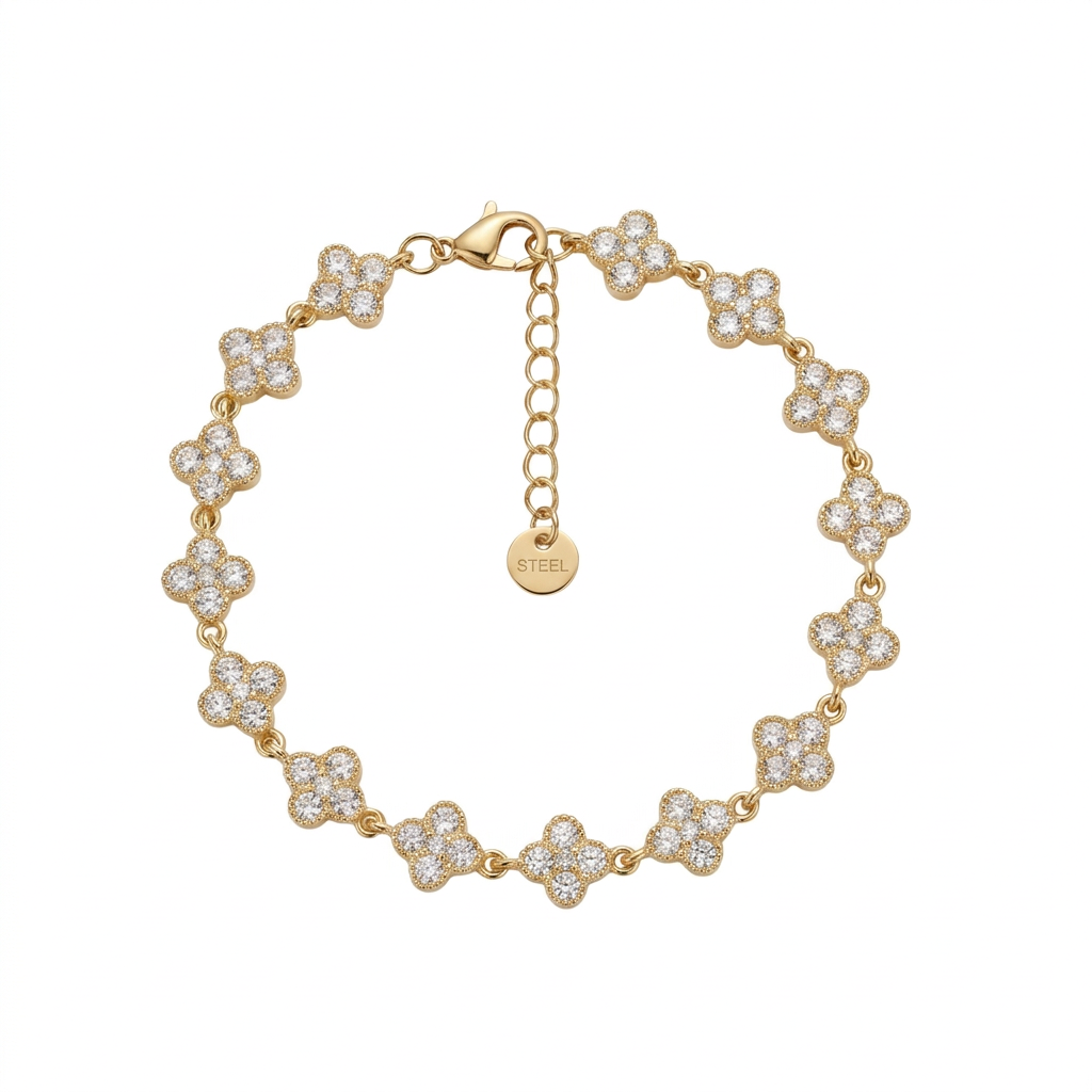 Bracelet doré fleurs