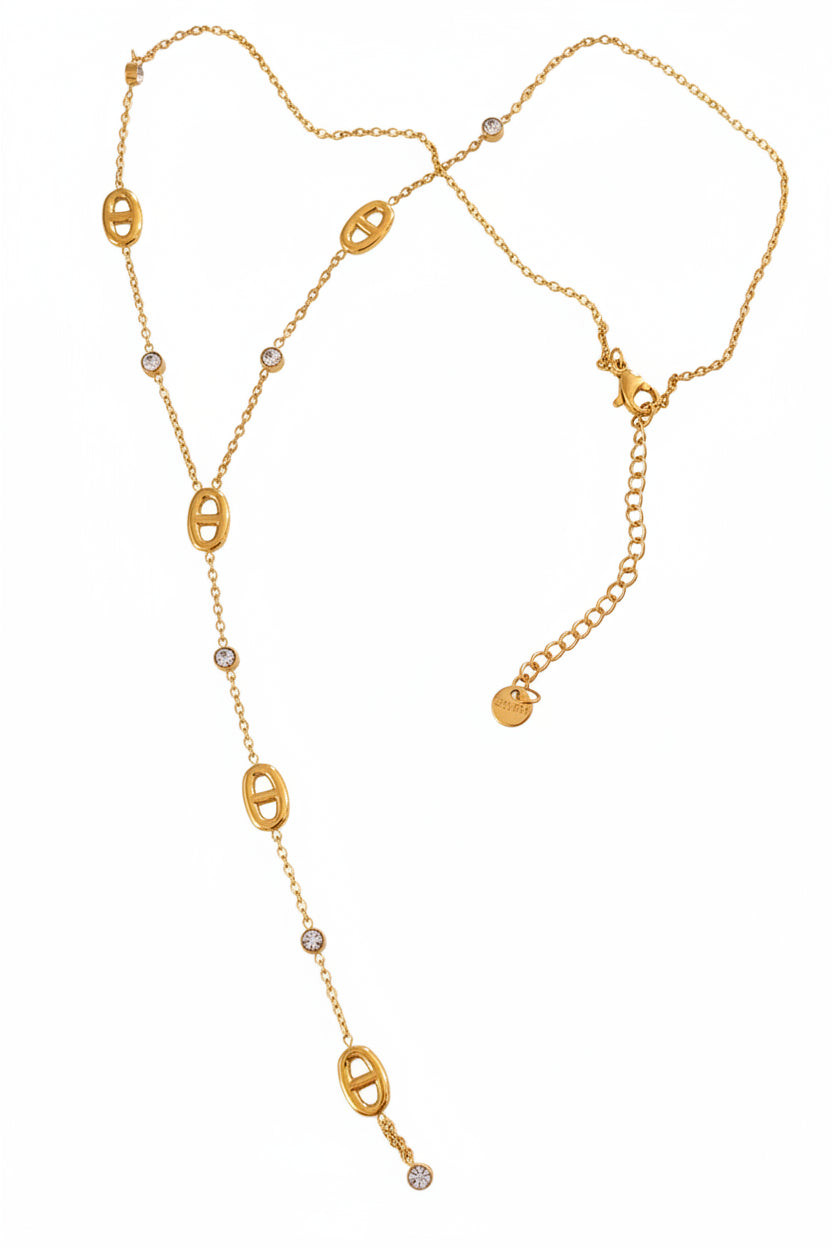Collier doré mailles marine