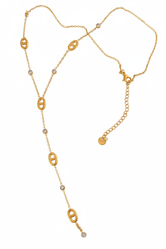 Collier doré mailles marine