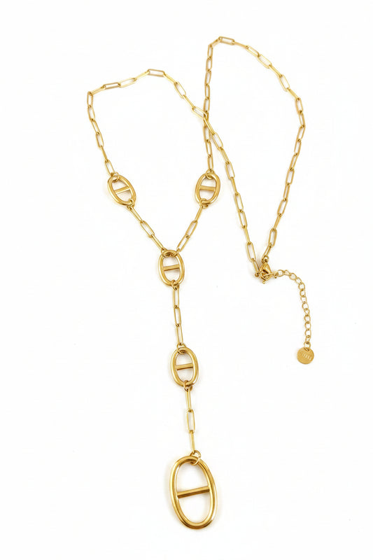 Collier doré mailles marine