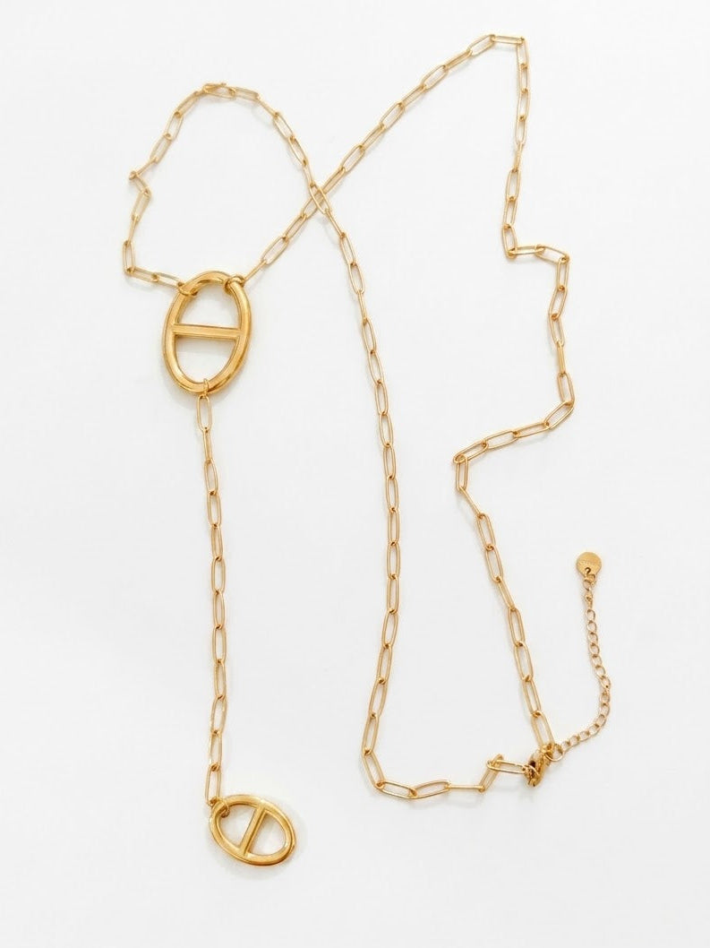 Collier doré mailles marine