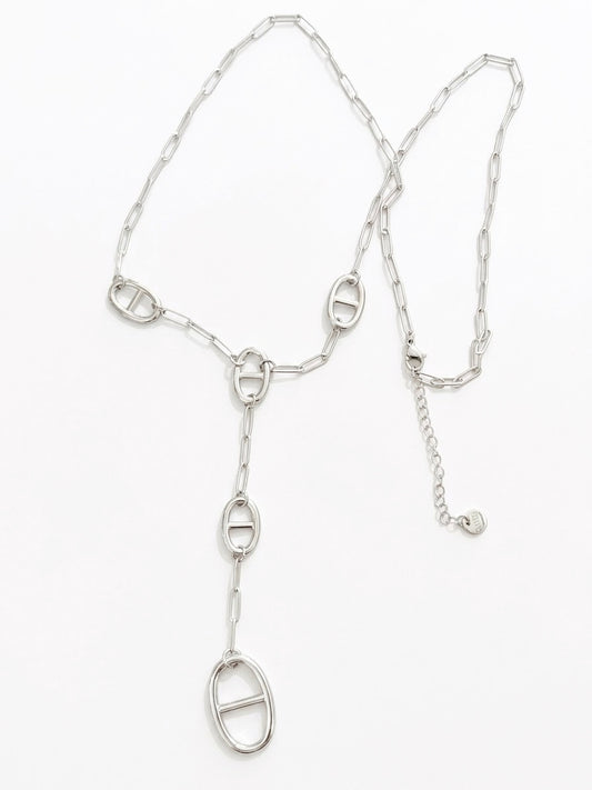 Collier argenté mailles marine
