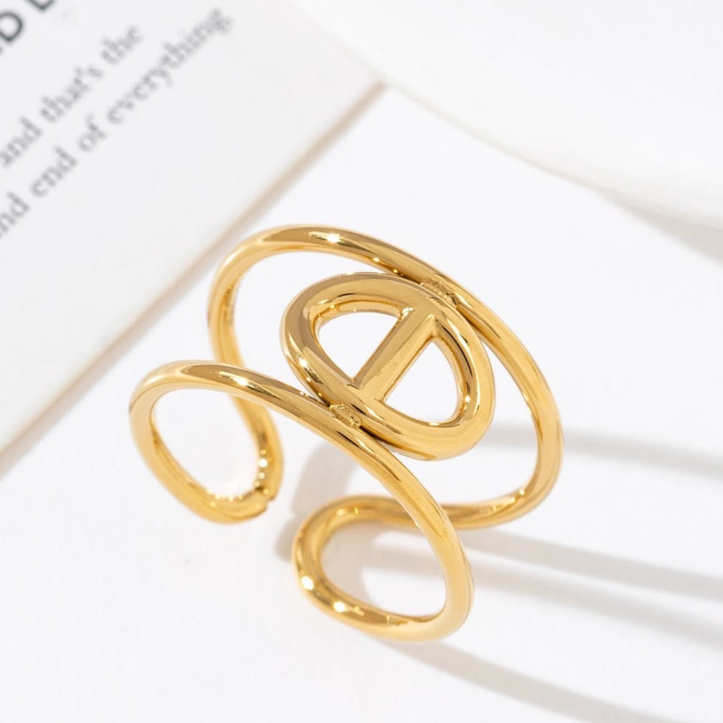 Bague dorée maille marine