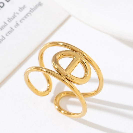 Bague dorée maille marine