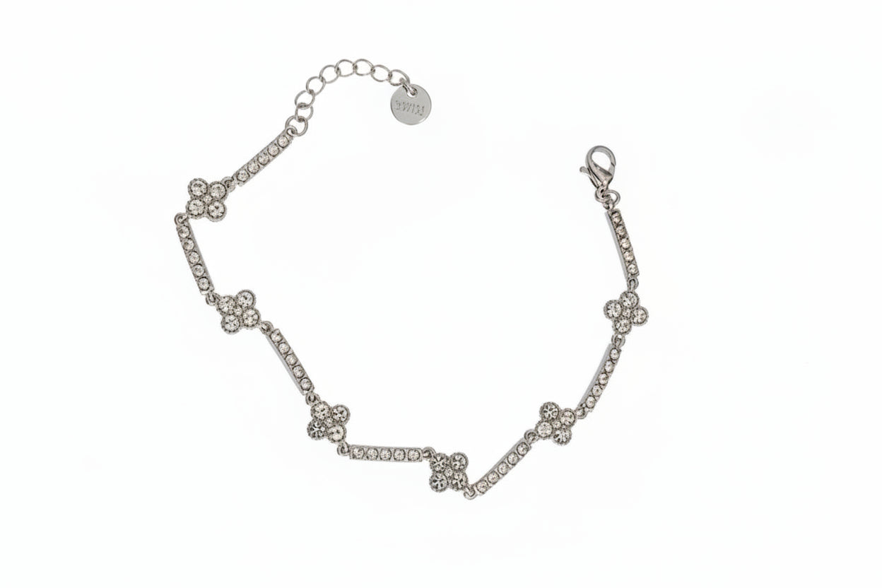 Bracelet argenté fleurs