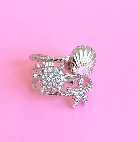 Bague argenté mer