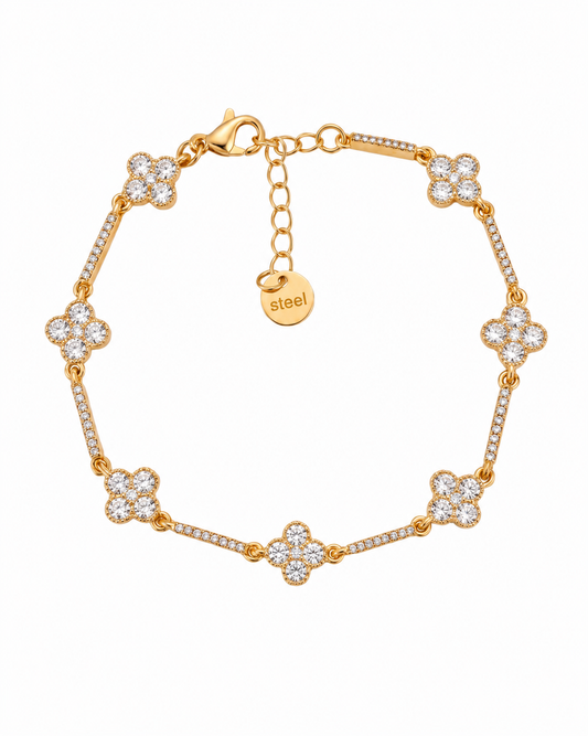 Bracelet doré fleurs