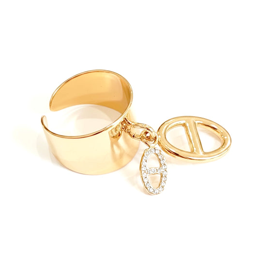 Bague dorée mailles marine