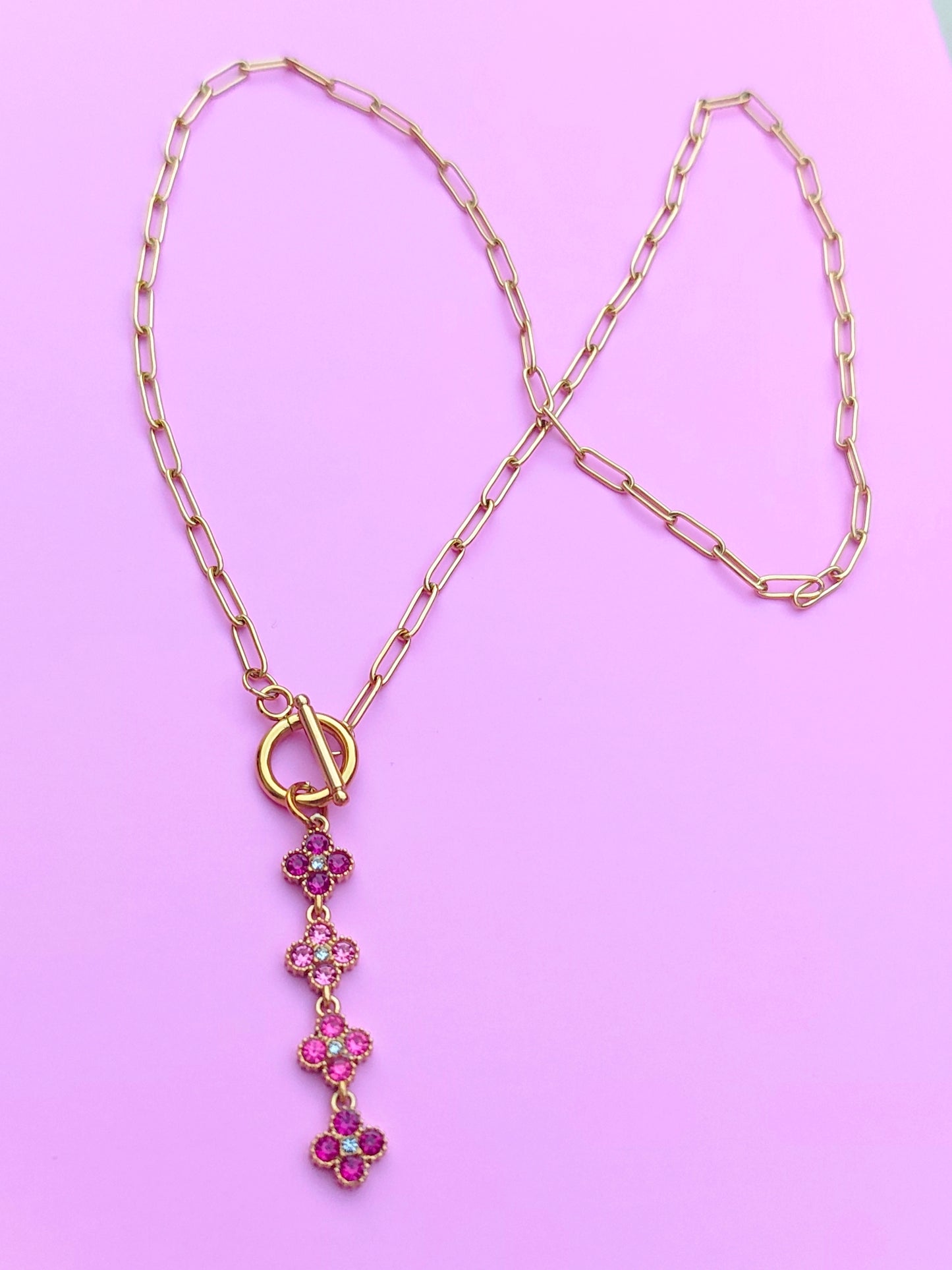 Collier doré rose princesse
