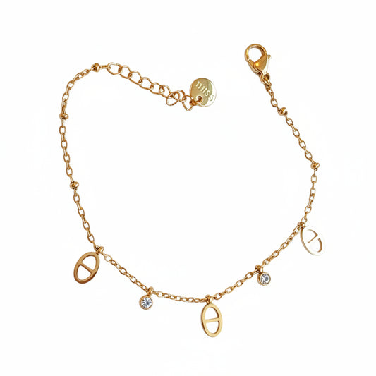 Bracelet doré mailles marine
