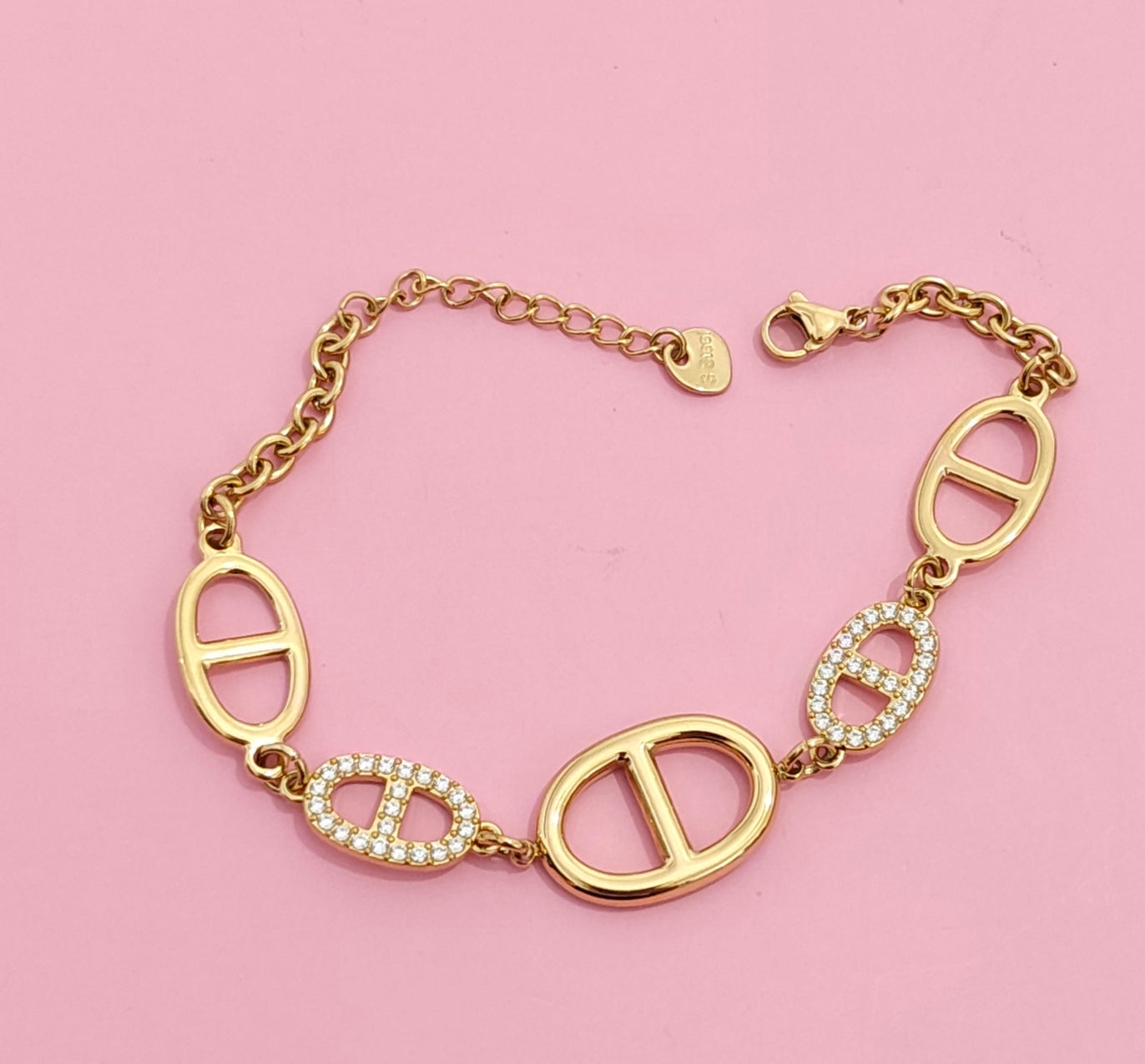 Bracelet doré mailles marine