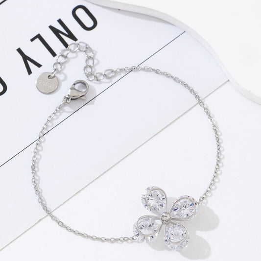 Bracelet argenté fleur