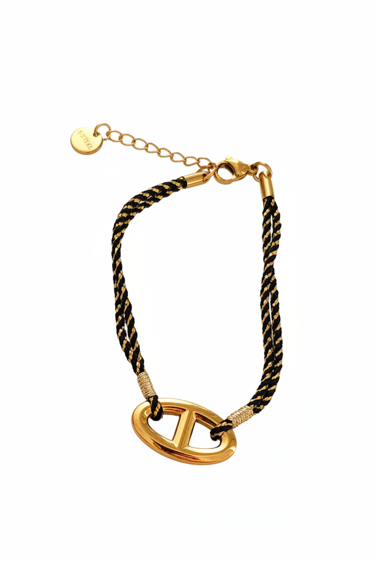 Bracelet doré  maille marine cordon