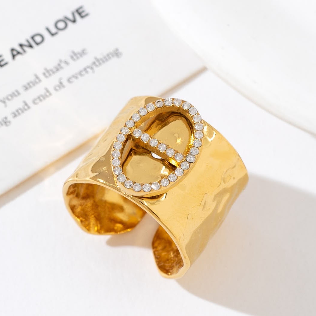 Bague dorée maille marine