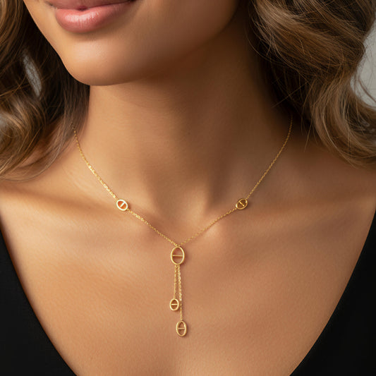 Collier doré mailles marine