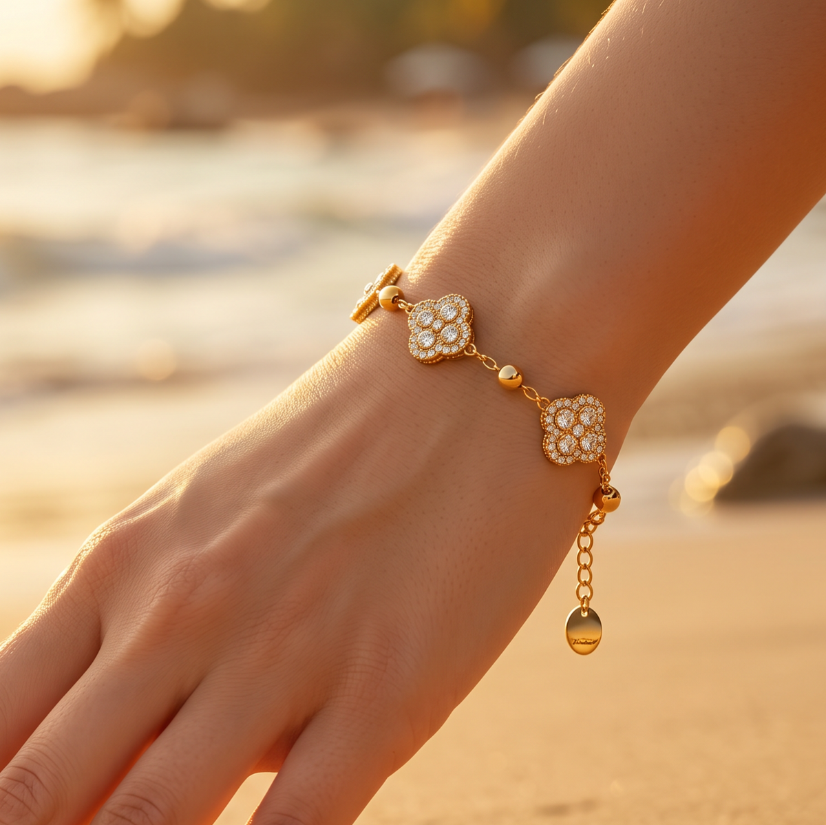 Bracelet doré fleurs