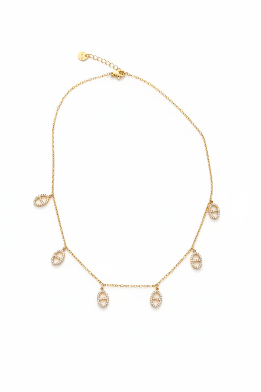 Collier doré mailles marine