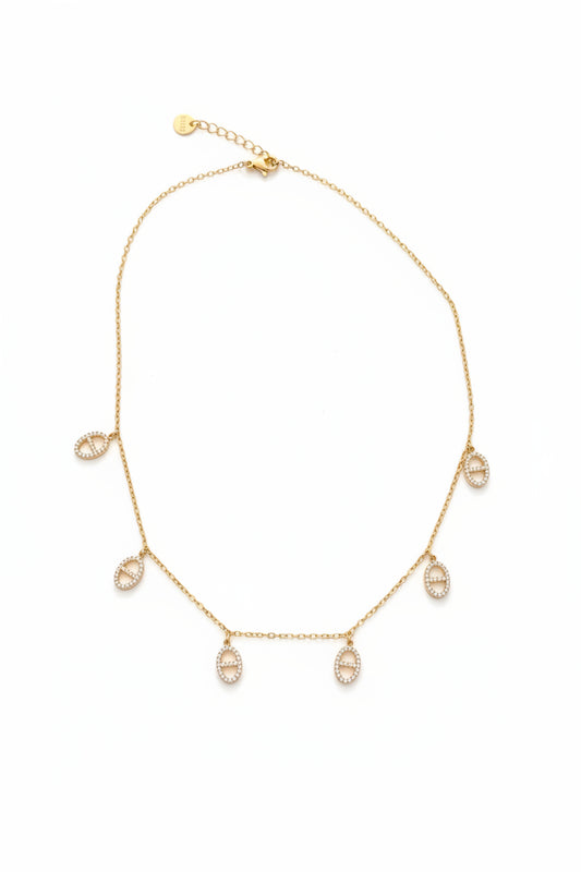 Collier doré mailles marine