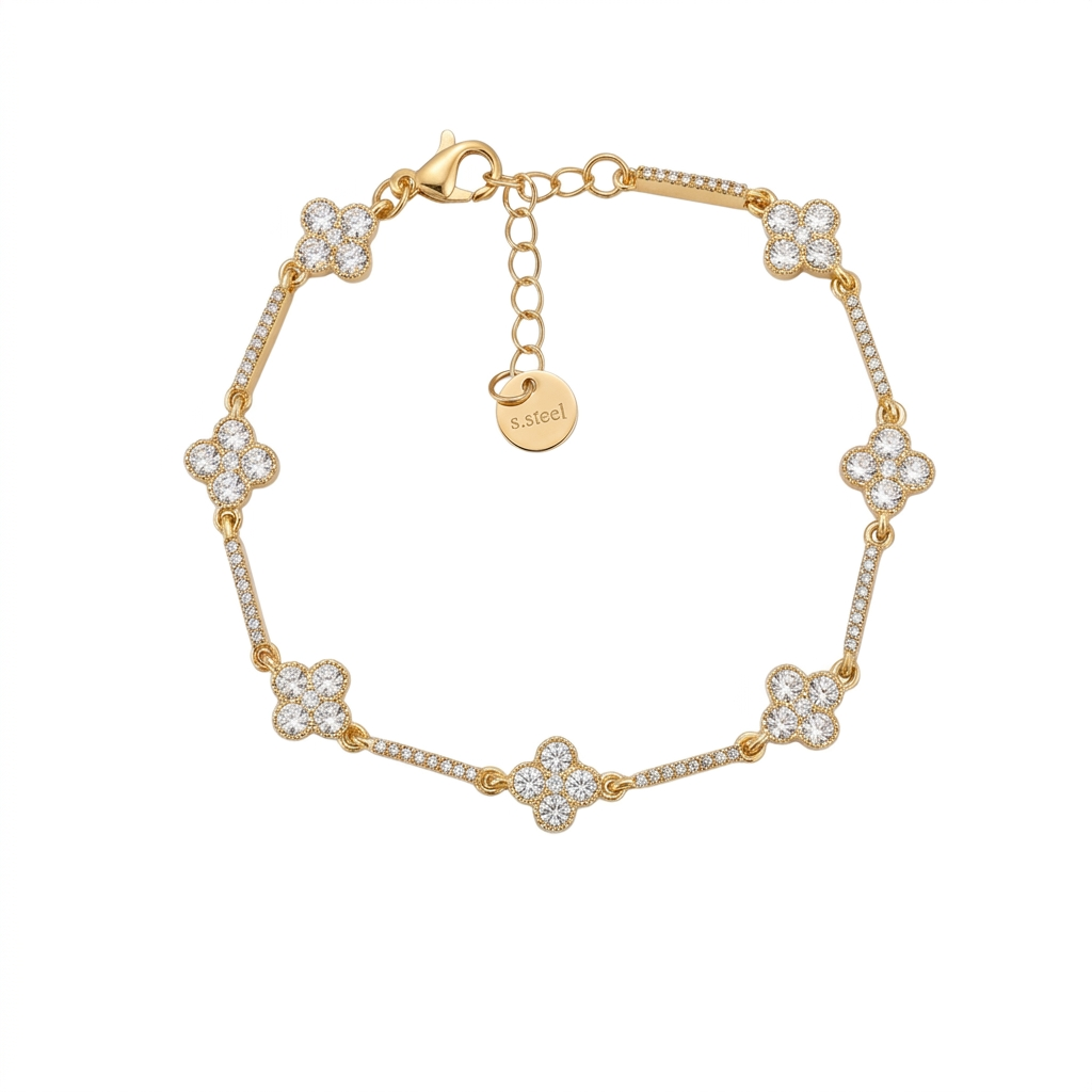 Bracelet doré fleurs