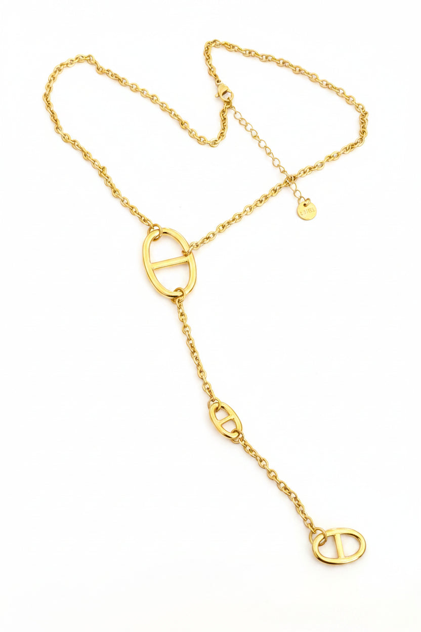 Collier doré mailles marine