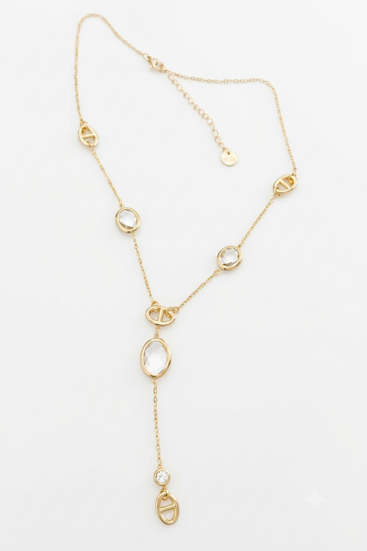 Collier doré mailles marine