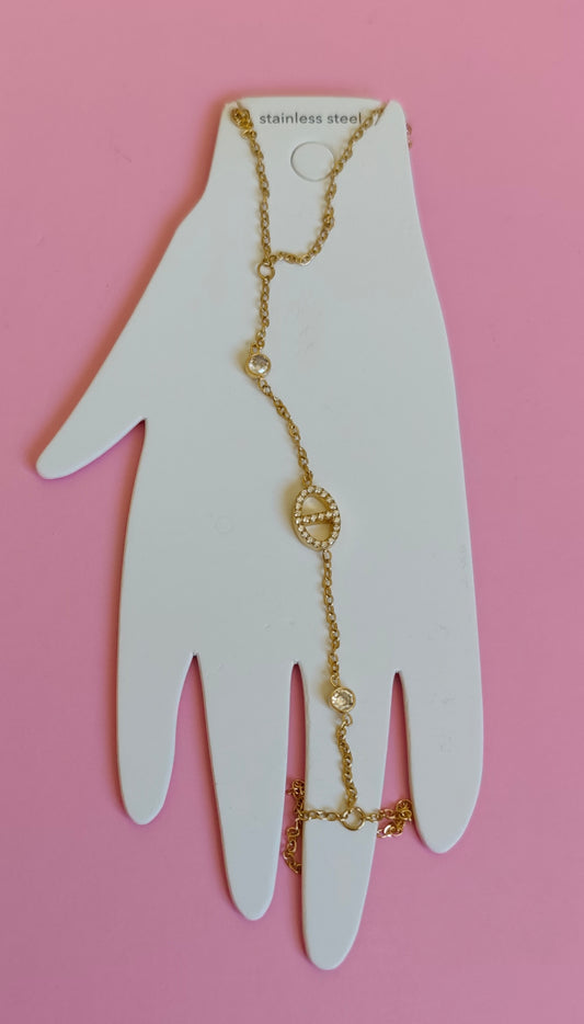 Chaine de main dorée maille marine
