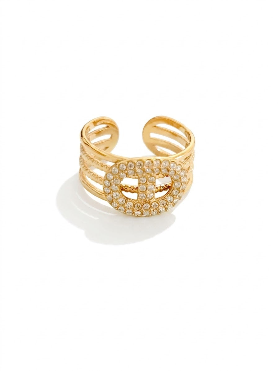 Bague dorée maille marine