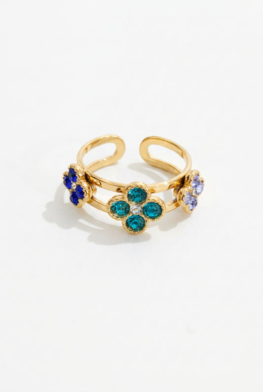 Bague dorée fleurs