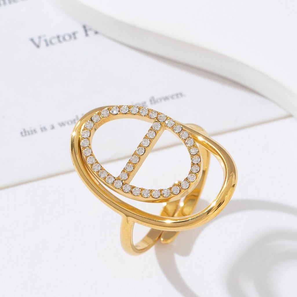 Bague dorée maille marine